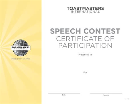 Toastmasters Printable Certificates